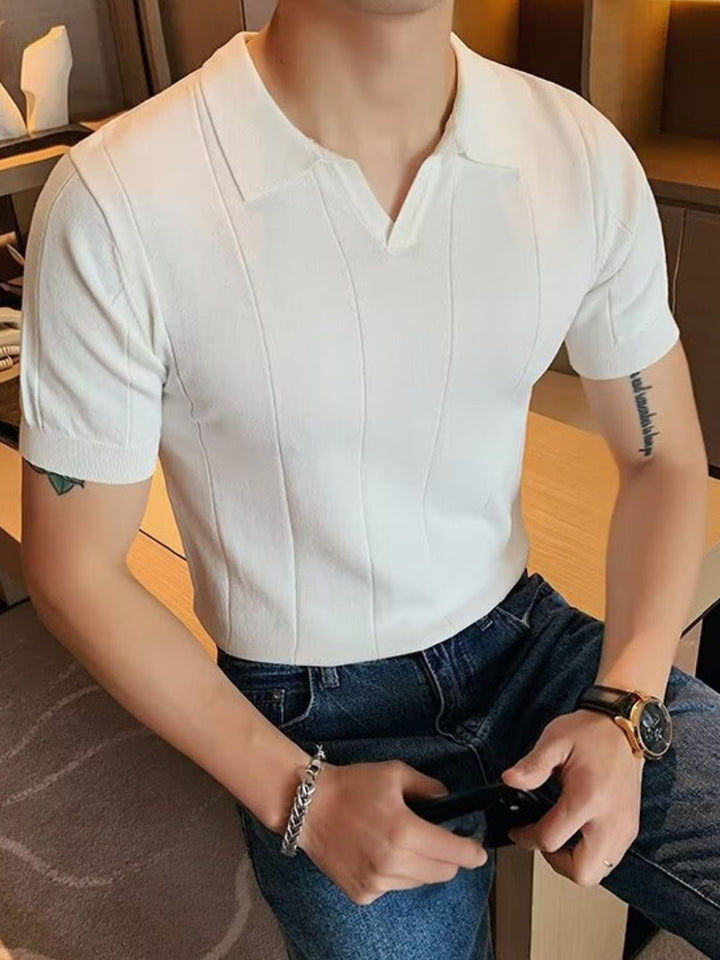 Men's Plus Size Collared Neck Short Sleeve Polo